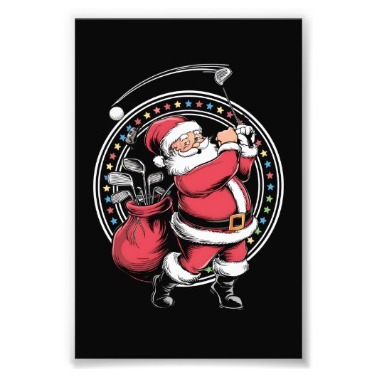 Golf Oh Kerstman Sinterklaas  Golfer Golfi Foto Afdruk (Voorkant)