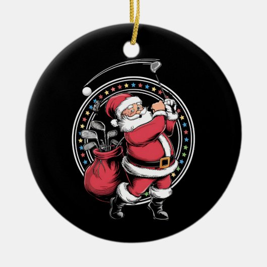 Golf Oh Kerstman Sinterklaas  Golfer Golfi Keramisch Ornament (Voorkant)