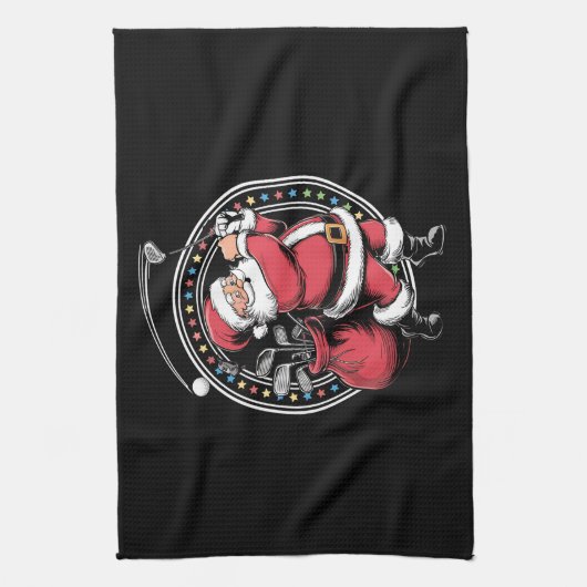 Golf Oh Kerstman Sinterklaas  Golfer Golfi Theedoek (Verticaal)