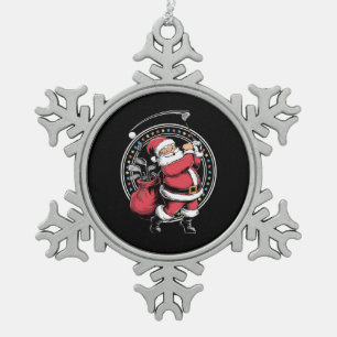 Golf Oh Kerstman Sinterklaas  Golfer Golfi Tin Sneeuwvlok Ornament