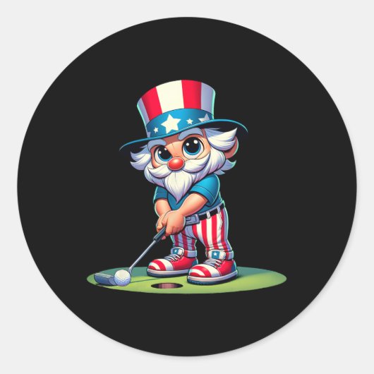Golf Oom Sam VS Amerika 4 juli Onafhankelijkheid Ronde Sticker (Voorkant)