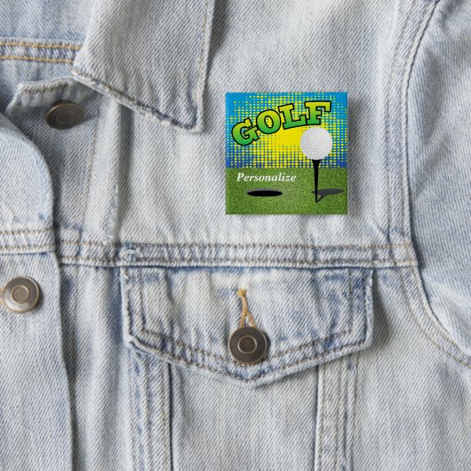 Golf 🏌️ ♂️ op de Groenen Vierkante Button 5,1 Cm (In situ)