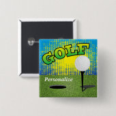 Golf 🏌️ ♂️ op de Groenen Vierkante Button 5,1 Cm (Voorkant /achterkant)