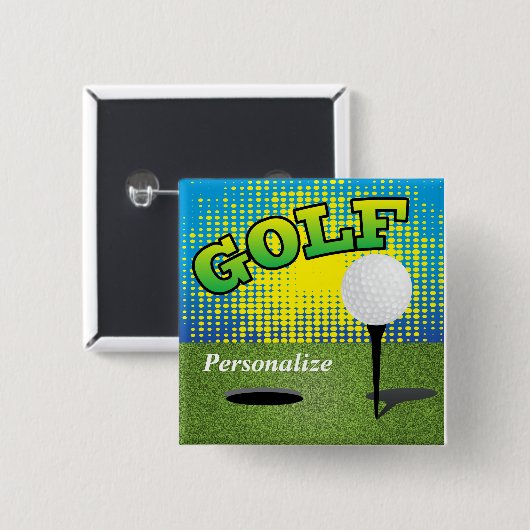 Golf 🏌️ ♂️ op de Groenen Vierkante Button 5,1 Cm (Voorkant /achterkant)