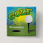 Golf 🏌️ ♂️ op de Groenen Vierkante Button 5,1 Cm (Voorkant)