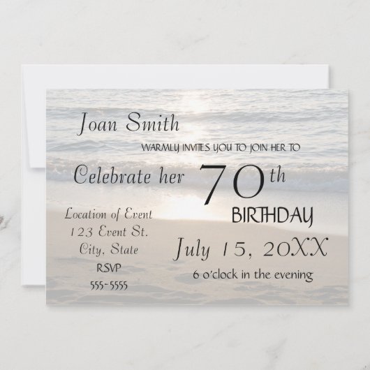 Golf op zonsondergang 70e verjaardag van de Uitnod Kaart (Achterkant)