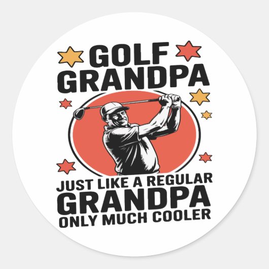 Golf Opa Net Als Een Reguliere Opa Ronde Sticker (Voorkant)