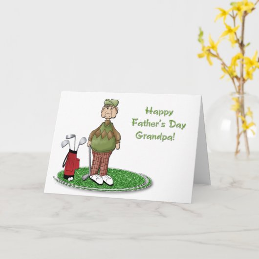 Golf Opa Vaderdag Kaart (Gele Bloem)