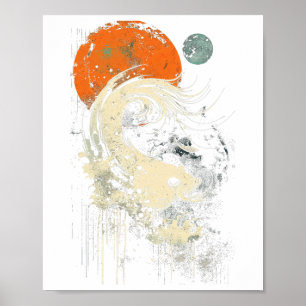 Golf Oranje Zwart Surfen Grafisch Poster