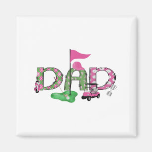 Golf pa roze gat in een golf 1e verjaardag meisje magneet