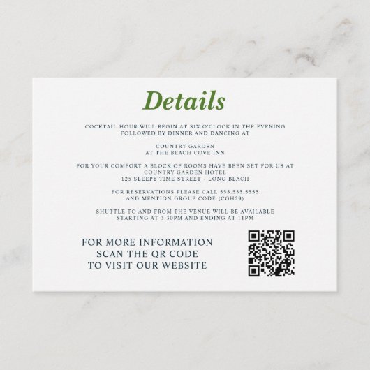 Golf Paar Bruiloft Informatiekaartje (Voorkant)