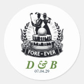 Golf Paar Bruiloft Ronde Sticker (Voorkant)