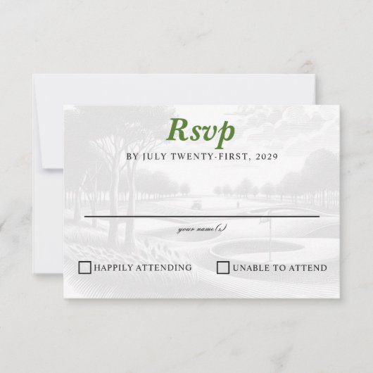 Golf Paar Bruiloft RSVP Kaartje (Voorkant)