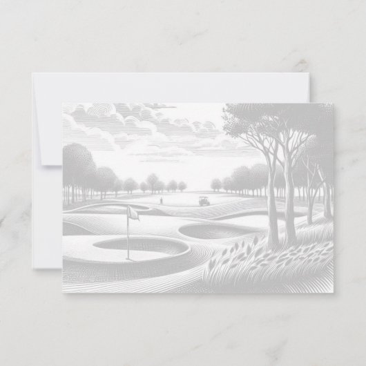 Golf Paar Bruiloft RSVP Kaartje (Achterkant)