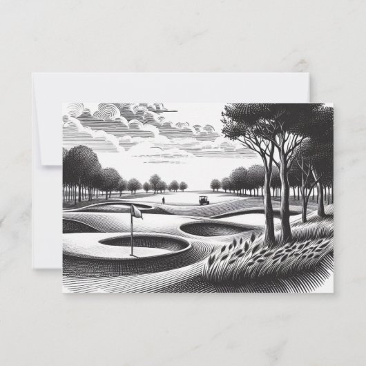 Golf Paar Bruiloft RSVP Kaartje (Achterkant)