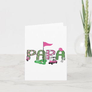 Golf Papa roze gat in een golf 1e verjaardag meisj Kaart