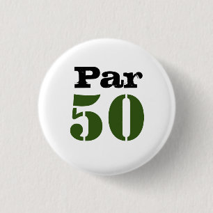 Golf Par 50ste verjaardag met nummer golfer golf Ronde Button 3,2 Cm
