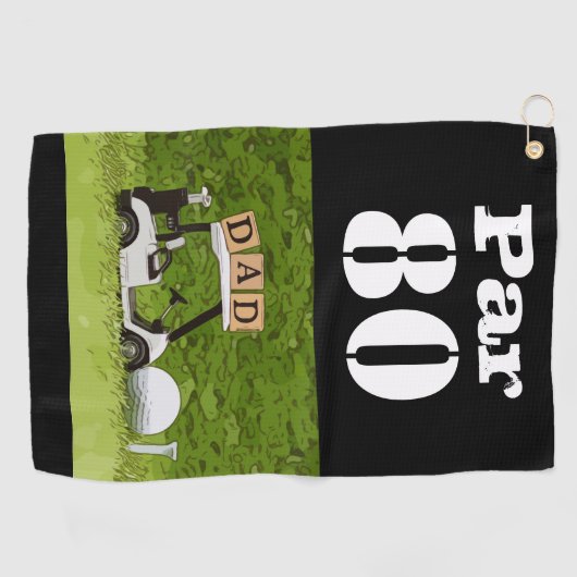 Golf Par 80e tachtig jaar oud golfer verjaardag va Golfhanddoek (Horizontaal)
