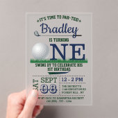 Golf PAR-T-SHIRT 1e verjaardag Acryl Uitnodigingen (Insitu (Draagbaar))