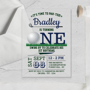 Golf PAR-T-SHIRT 1e verjaardag Acryl Uitnodigingen