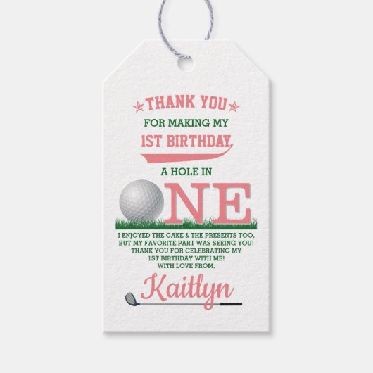 Golf PAR-T-SHIRT 1e verjaardag Cadeaulabel (Voorkant)