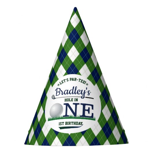 Golf PAR-T-SHIRT 1e verjaardag Feesthoedjes (Voorkant)