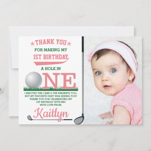 Golf PAR-T-SHIRT 1e verjaardag Foto bedankt voor j (Voorkant)