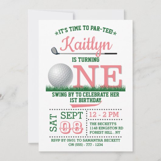 Golf PAR-T-SHIRT 1e verjaardag Kaart (Voorkant)