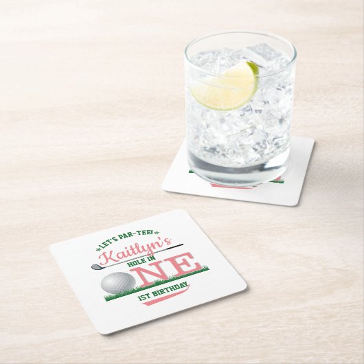 Golf PAR-T-SHIRT 1e verjaardag Kartonnen Onderzetters (Insitu)