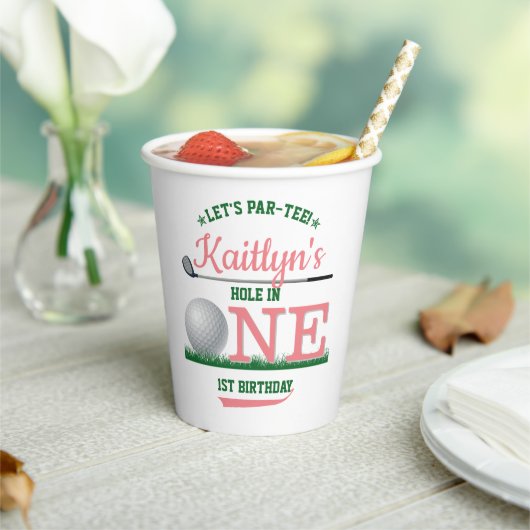 Golf PAR-T-SHIRT 1e verjaardag Papieren Bekers (Insitu)