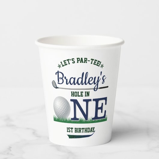 Golf PAR-T-SHIRT 1e verjaardag Papieren Bekers (Achterkant)
