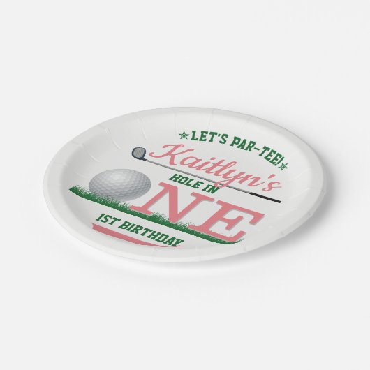 Golf PAR-T-SHIRT 1e verjaardag Papieren Bordje (Gekanteld)