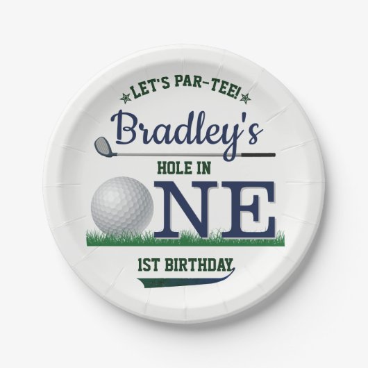 Golf PAR-T-SHIRT 1e verjaardag Papieren Bordje (Voorkant)