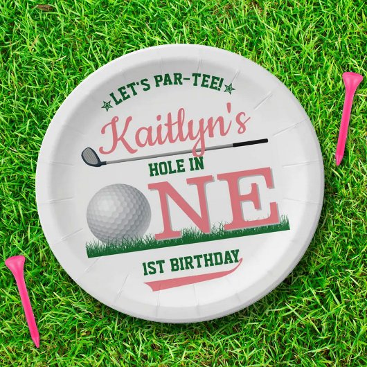 Golf PAR-T-SHIRT 1e verjaardag Papieren Bordje