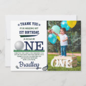 Golf PAR-T-SHIRT 1st Birthday Foto Bedankkaart (Voorkant)