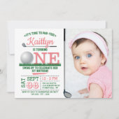 Golf PAR-T-SHIRT 1st Birthday Foto Kaart (Voorkant)