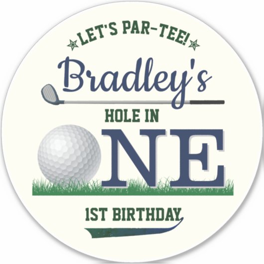 Golf PAR-T-SHIRT 1st Birthday Large 8" Sticker (Voorkant)