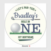 Golf PAR-T-SHIRT 1st Birthday Large 8" Sticker (Vel)