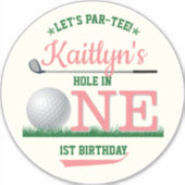 Golf PAR-T-SHIRT 1st Birthday Large 8" Sticker (Voorkant)