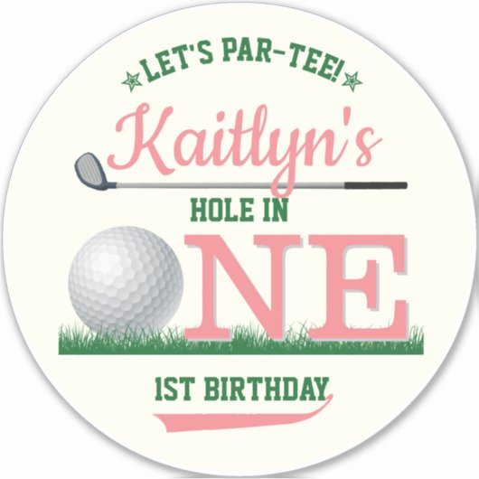 Golf PAR-T-SHIRT 1st Birthday Large 8" Sticker