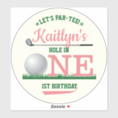 Golf PAR-T-SHIRT 1st Birthday Large 8" Sticker