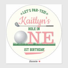 Golf PAR-T-SHIRT 1st Birthday Large 8" Sticker
