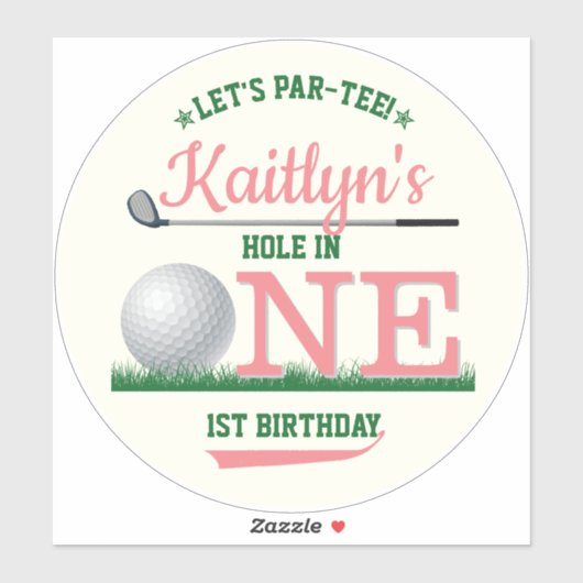 Golf PAR-T-SHIRT 1st Birthday Large 8" Sticker (Vel)