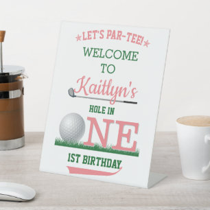 Golf PAR-T-SHIRT 1st Birthday Welcome Pedestal Sig Reclamebord Met Voetstuk