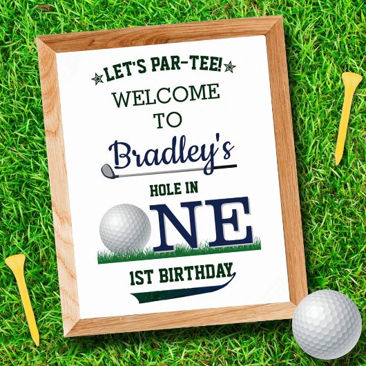 Golf PAR-T-SHIRT 1st Birthday Welcome Poster