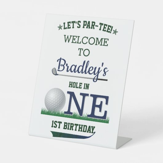 Golf PAR-T-SHIRT 1st Birthday Welcome Reclamebord Met Voetstuk (Voorkant)