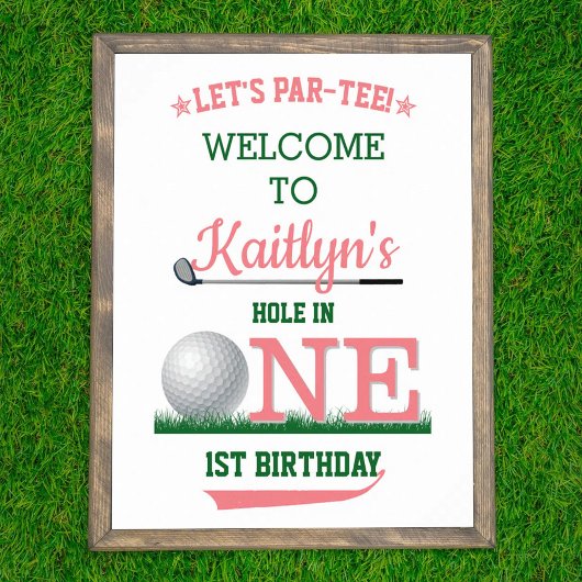 Golf PAR-T-SHIRT 1st Birthday Welcome Sign Poster