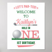 Golf PAR-T-SHIRT 1st Birthday Welcome Sign Poster (Voorkant)