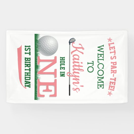 Golf PAR-T-SHIRT 1st Birthday Welcome Spandoek (Horizontaal)