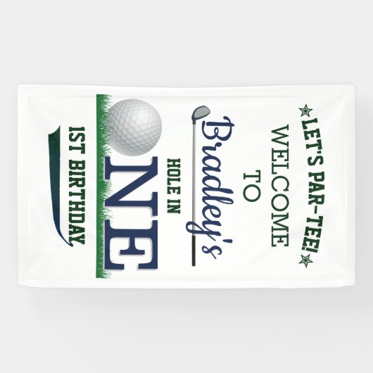 Golf PAR-T-SHIRT 1st Birthday Welcome Spandoek (Horizontaal)